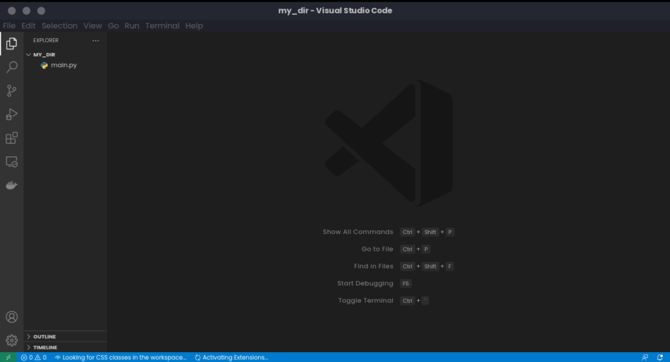 Opening a directory with VS Code on Linux using the Terminal